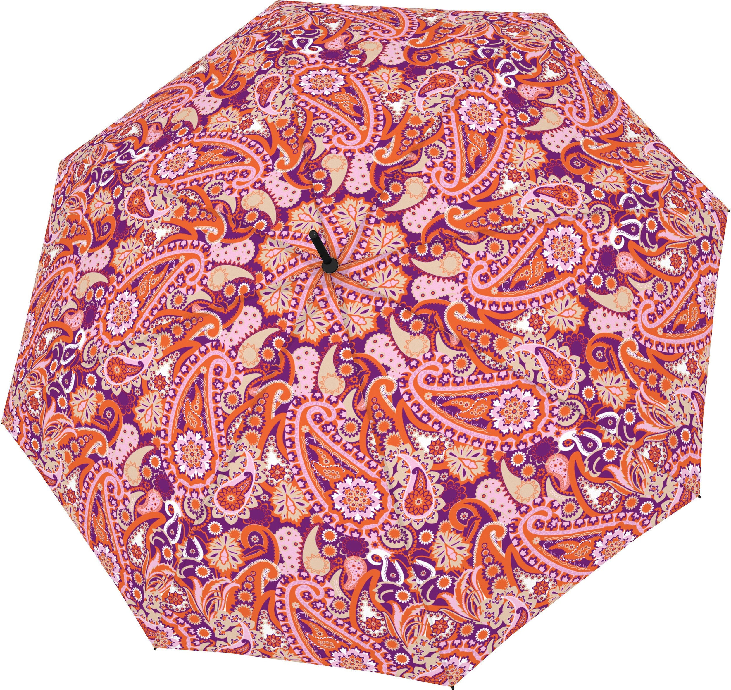 Fiber Flex Long Automatik-Regenschirm, gemustert, rosa-orange