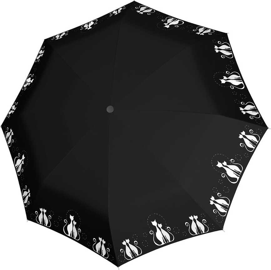 Fiber Magic Parapluie pliant, à motif de chats, noir
