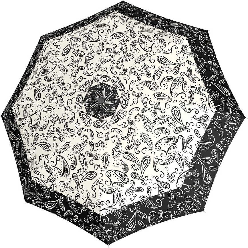 Fiber Magic Parapluie pliant, motif Paisley, noir et blanc