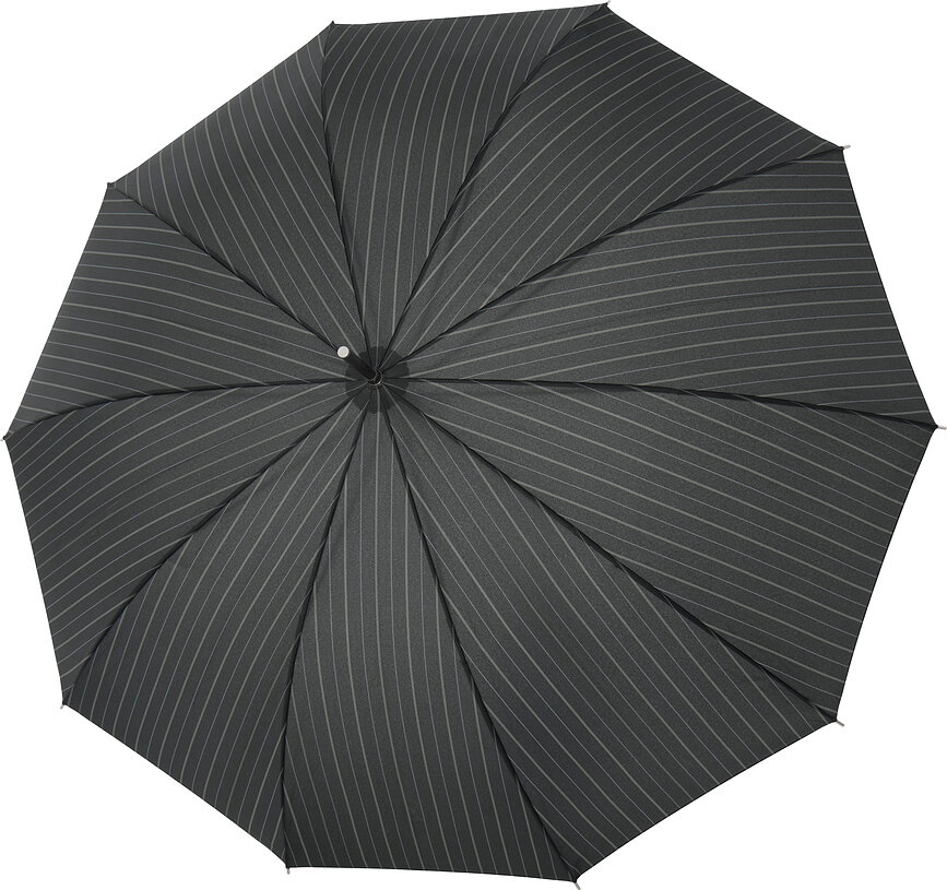 Hr.Carbonsteel Long Ομπρέλα, ριγέ, μαύρη