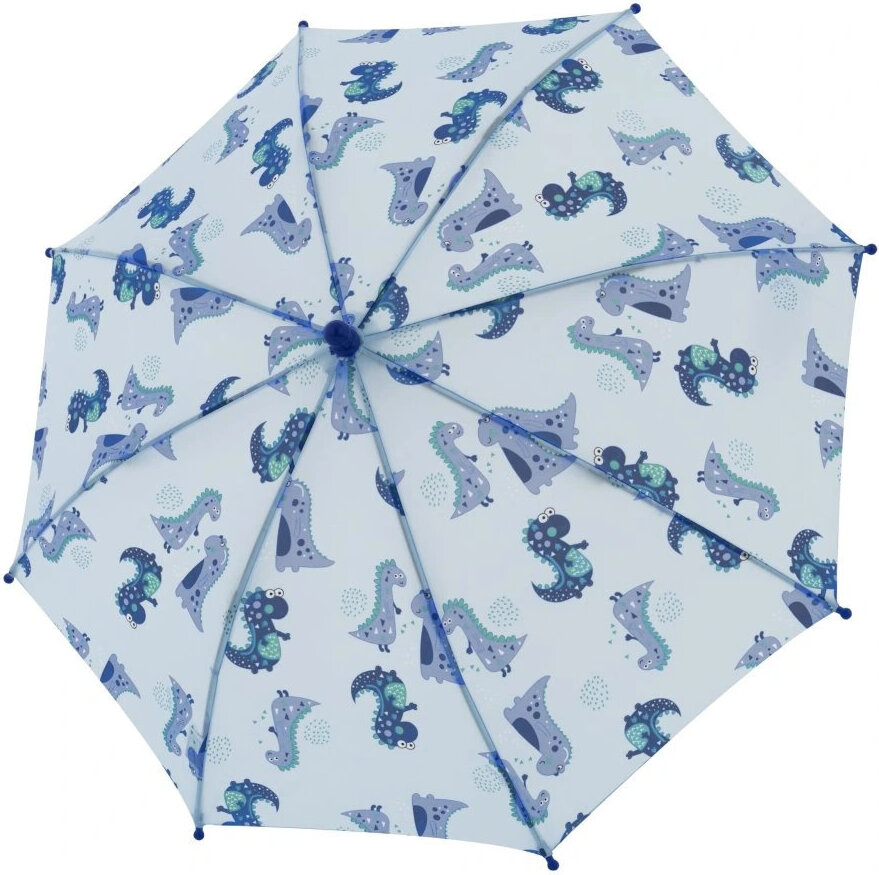 Kids Maxi Regenschirm mit Dinosauriern, blau