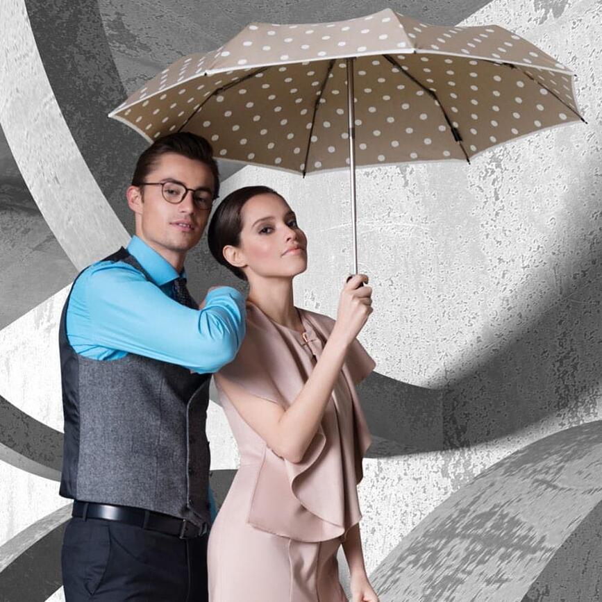 Knirps T.200 Parapluie à pois, bleu marine