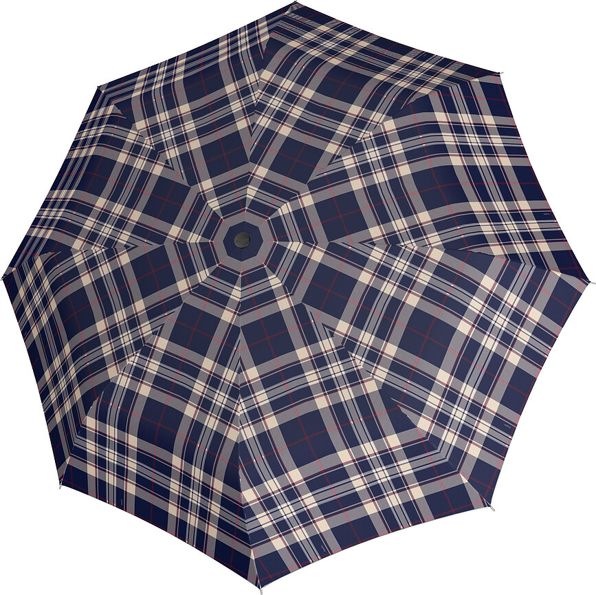 Magic Fiber Parapluie, à carreaux, bleu marine