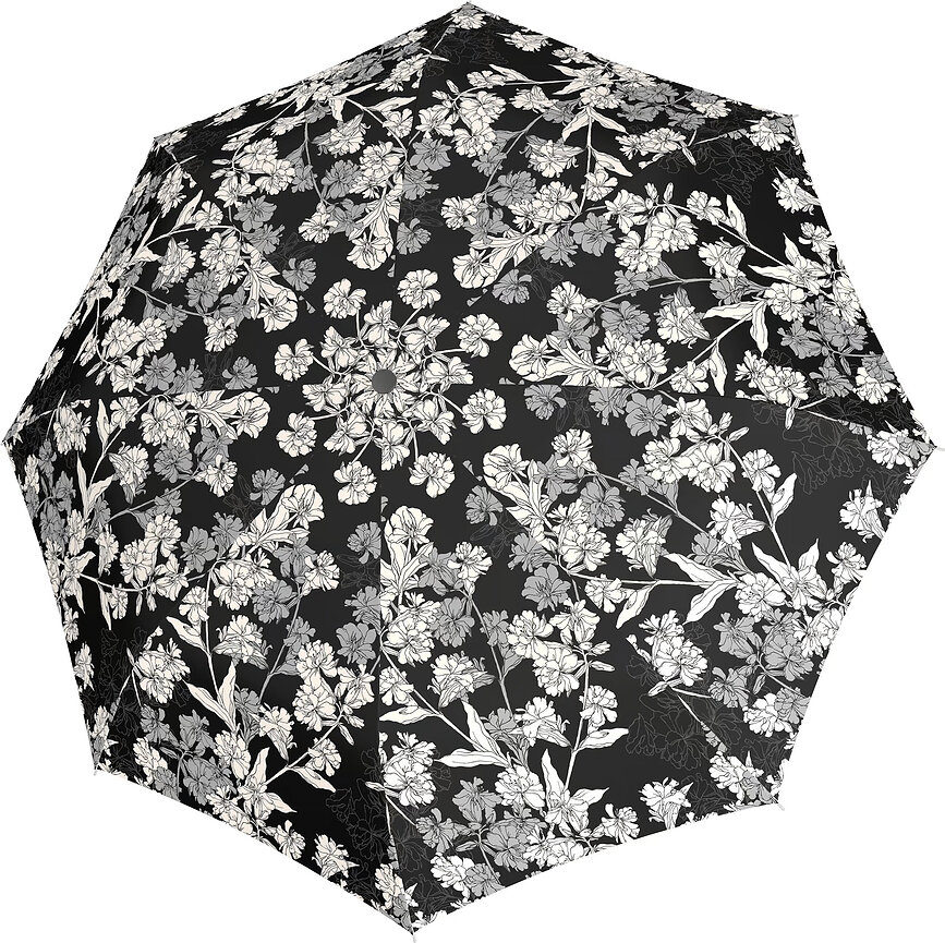 Magic Fiber Parapluie à fleurs, noir et blanc