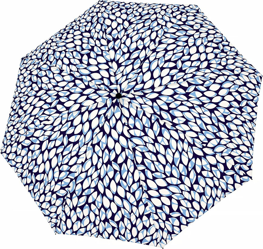 Magic Fiber Parapluie à motif de feuilles, blanc et bleu clair