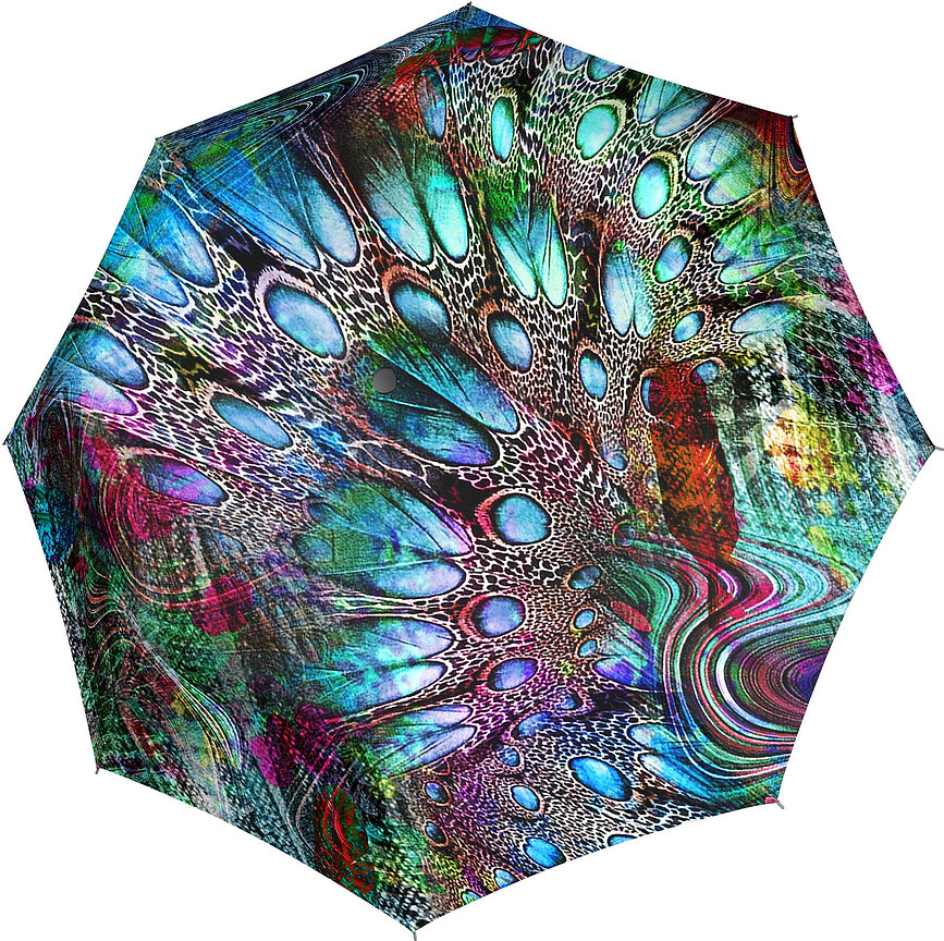 Magic Fiber Parapluie, motif paon, multicolore