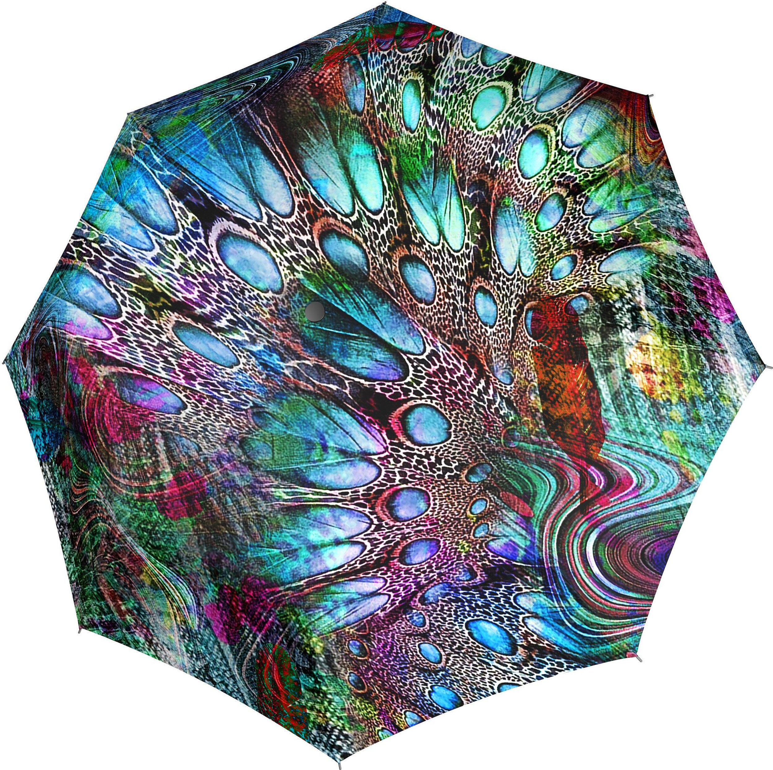 Magic Fiber Regenschirm Pfau-Muster, mehrfarbig