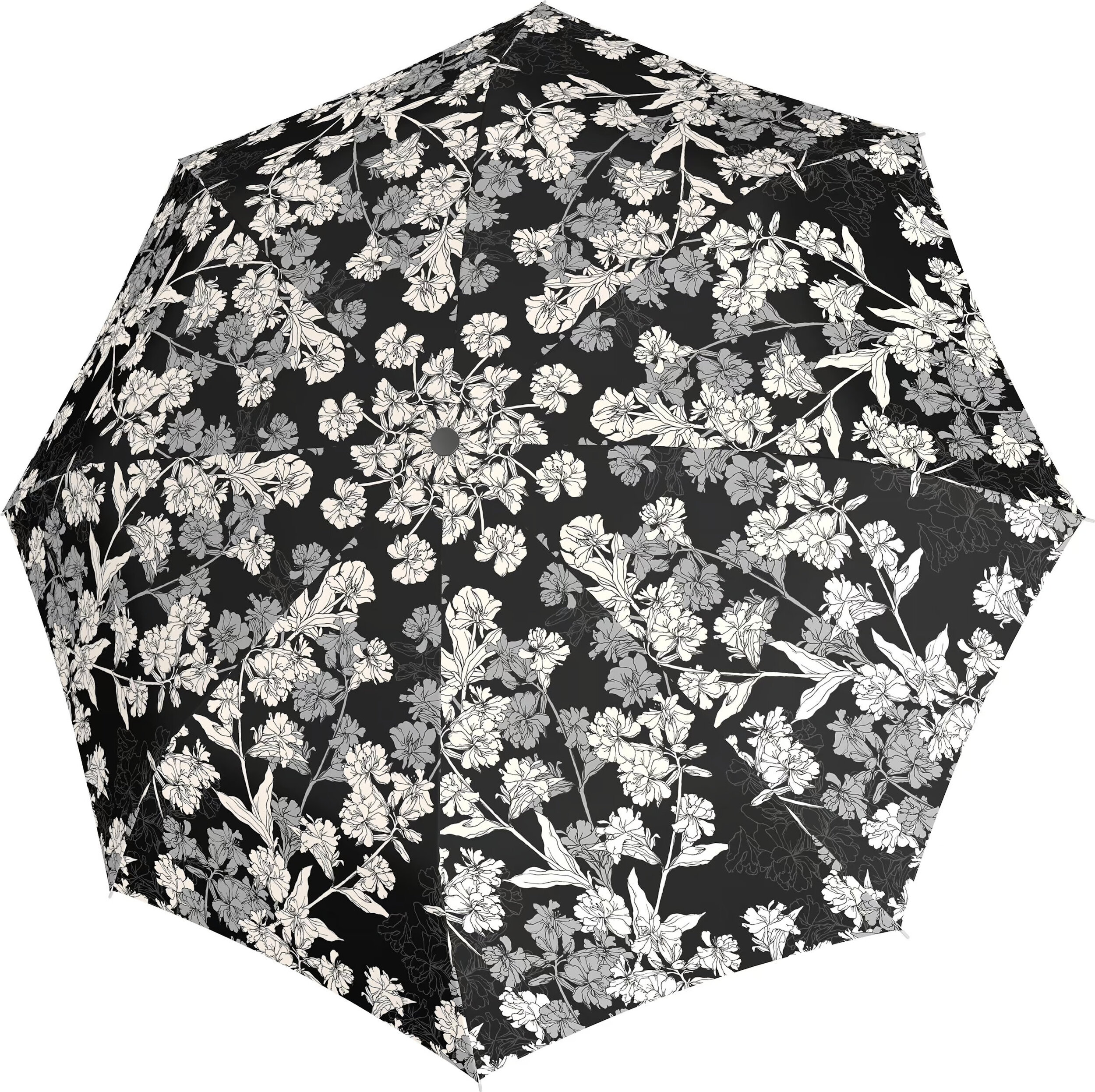 Magic Fiber Taschenschirm Blumenmuster, schwarz-weiß