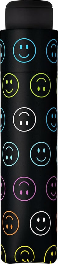 Mini Light UP Dežnik, črn, emotikoni