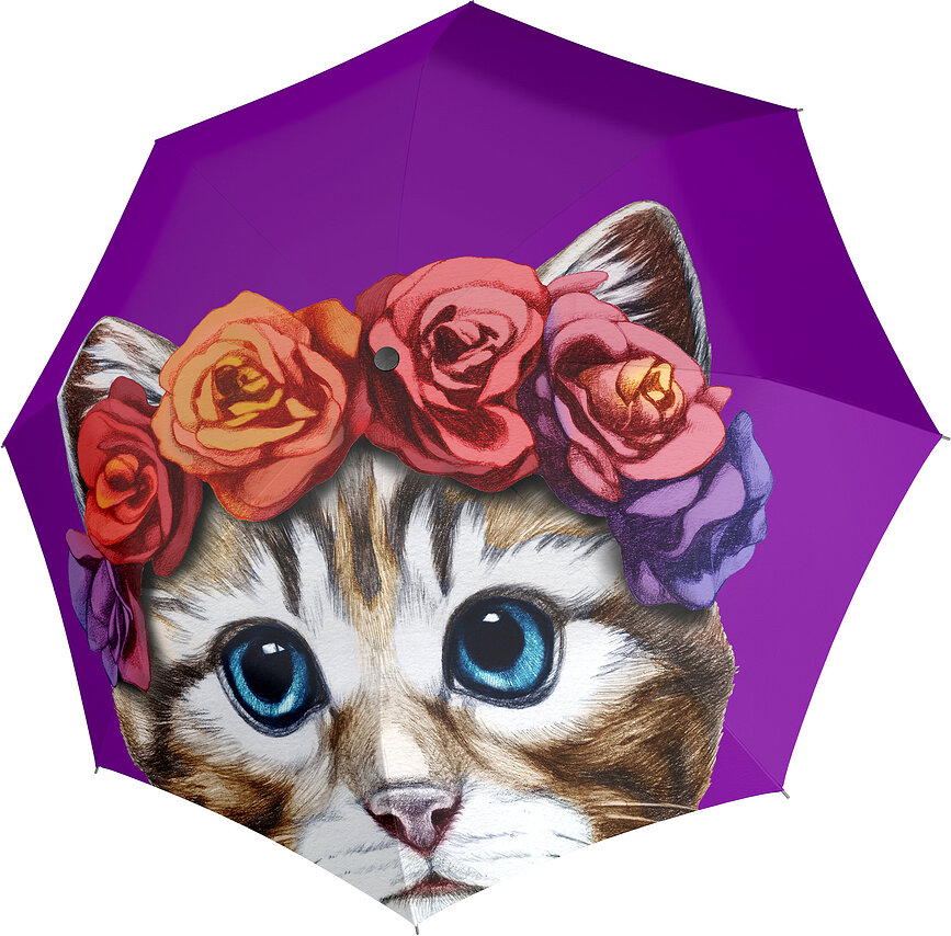 Modern.Art Parapluie automatique, motif chat, violet