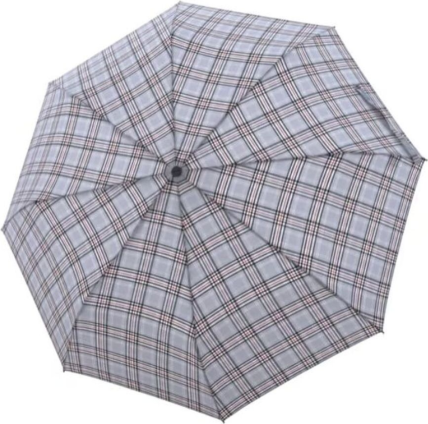Paraguas automático Carbonsteel Long, a cuadros, gris