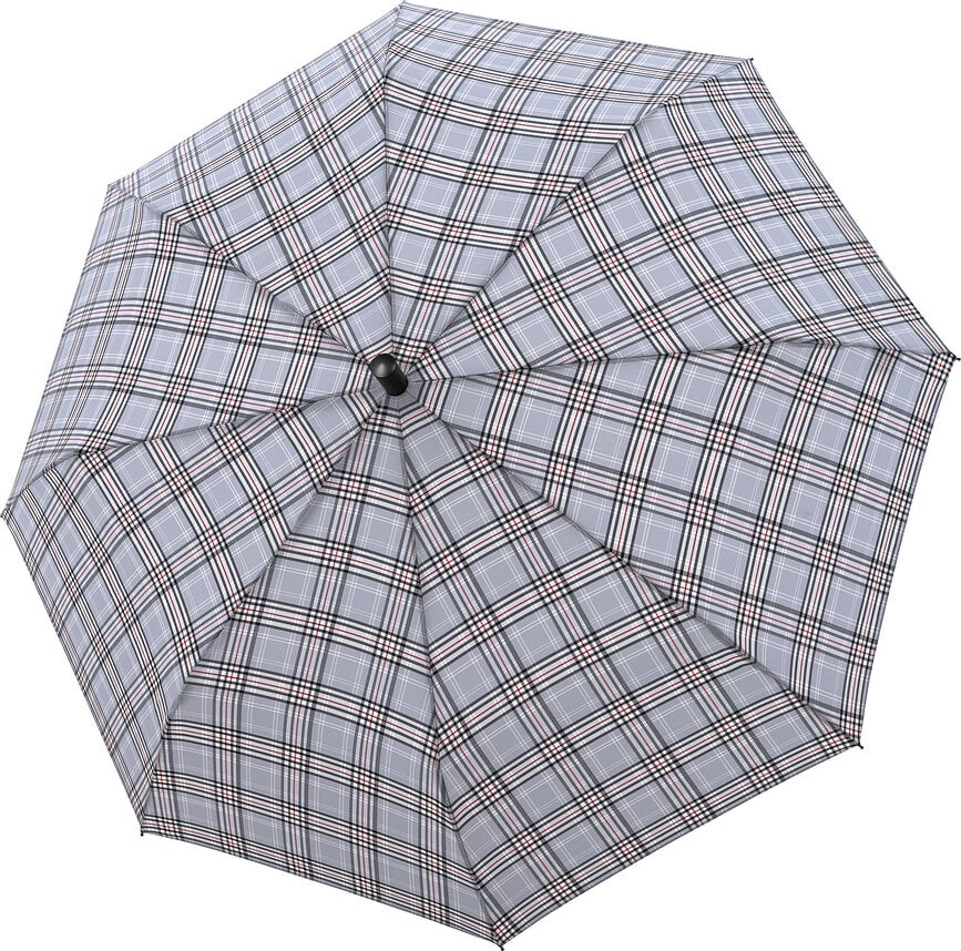 Paraguas automático Fiber Burgund, a cuadros, gris
