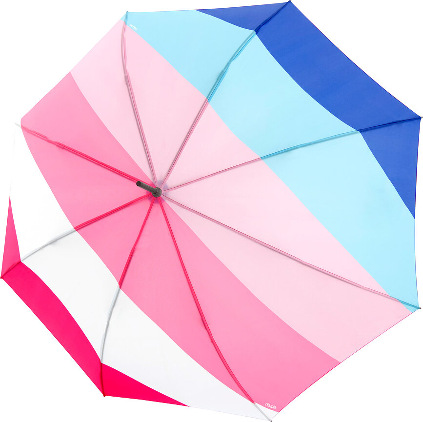 Paraguas automático Modern.Art, largo, a rayas, rosa y azul