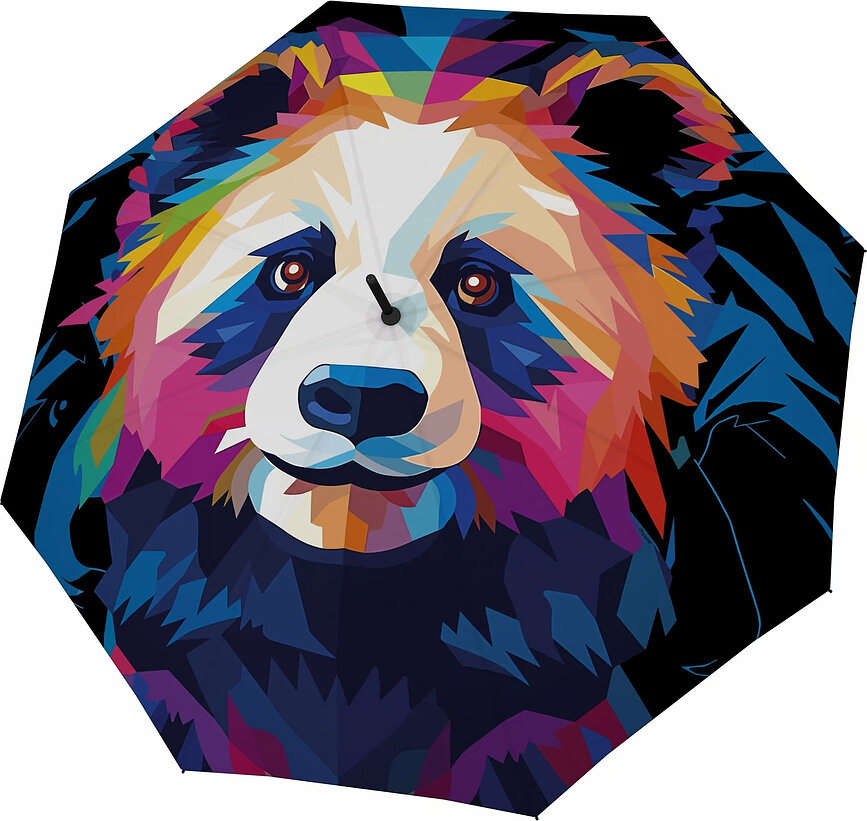 Paraguas automático Modern.Art Long, estampado de panda, multicolor