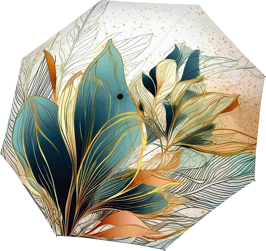 Paraguas de acero al carbono Magic, blanco y verde