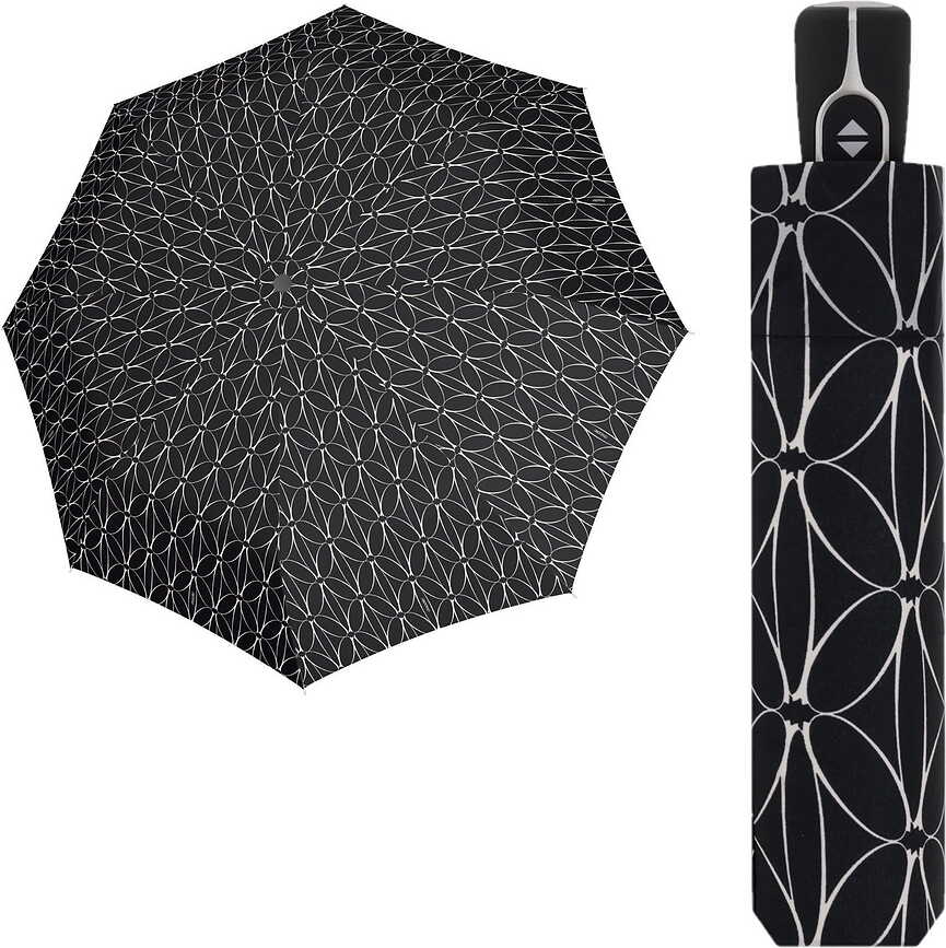 Paraguas de fibra Magic Rings, negro y blanco