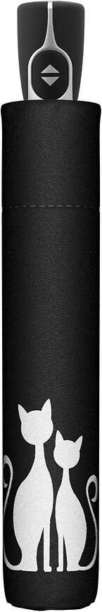 Paraguas Fiber Magic, estampado de gatos, negro