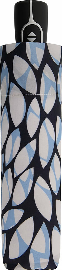 Paraguas Magic Fiber, estampado de hojas, blanco y violeta