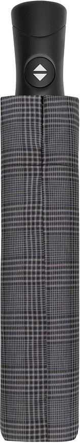 Paraguas Fiber Magic Superstrong, estampado a cuadros, gris