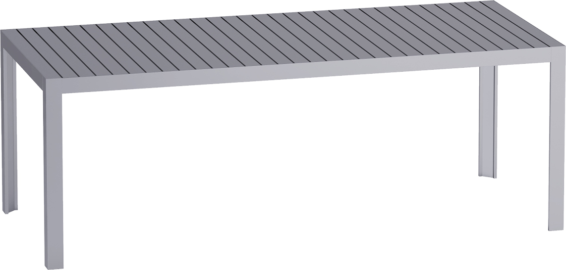 Kalimba Tisch 210 cm aluminiumfarbig
