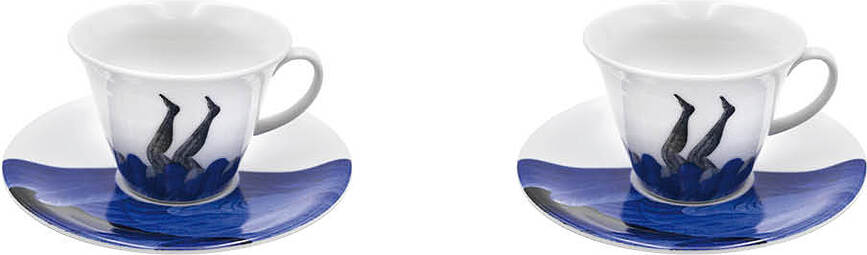 The White Snow Bestiario Della Tavola Tasses à café avec soucoupes, Lot de 2