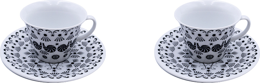 The White Snow Bestiario Della Tavola Tasses à café avec soucoupes, Lot de 2