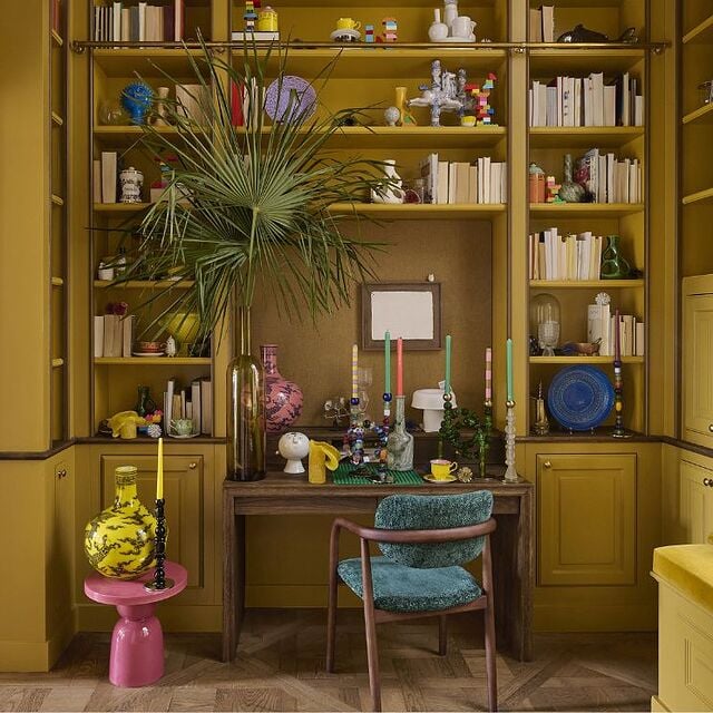 Office decorated in Polspotten style: vintage, colorful