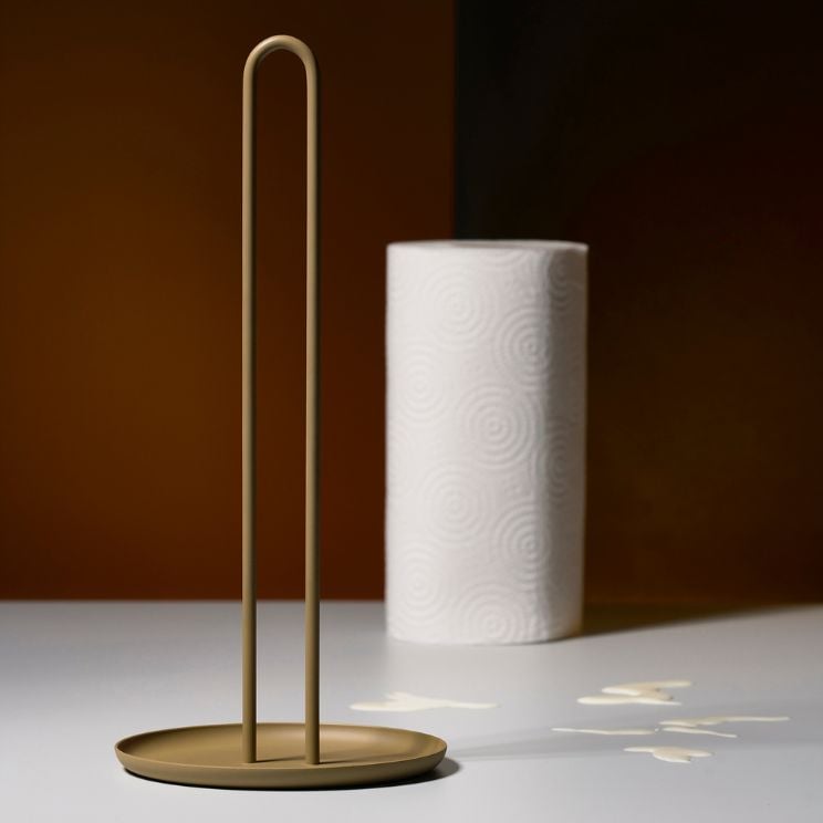 Soporte metálico para rollos de papel de cocina