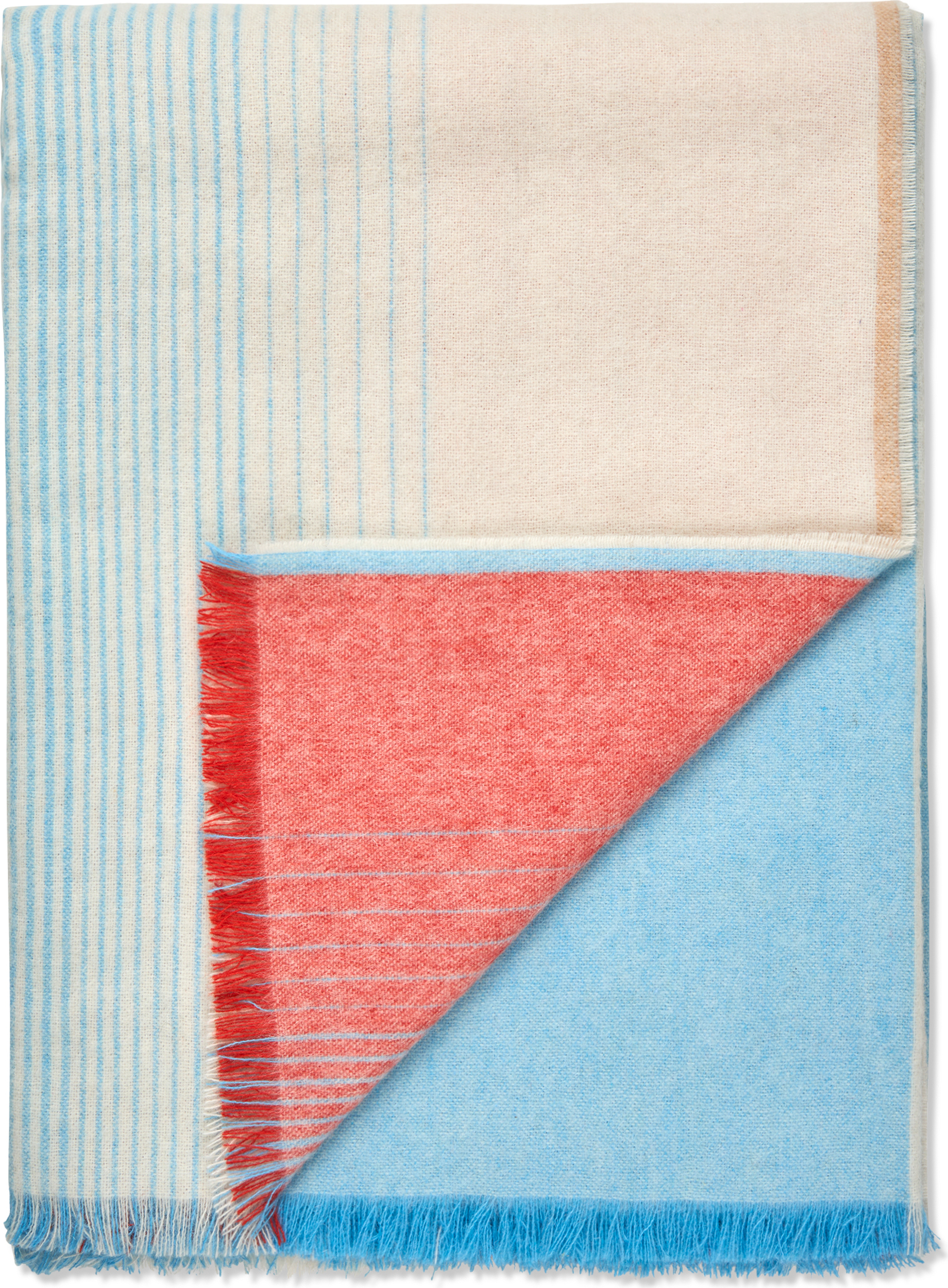 Carte Postale Decke 130 x 200 cm, beige-blau