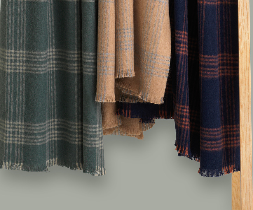 Check Plaid, 130 x 190 cm, camel