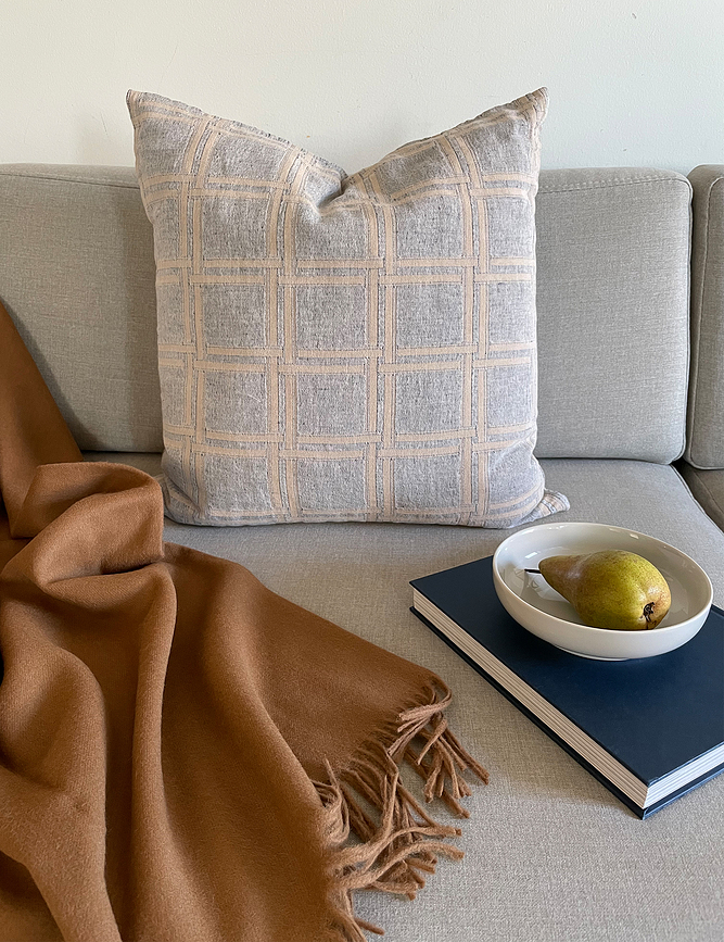 Dahlia Housse de Coussin décorative, 50 x 50 cm, gris-beige