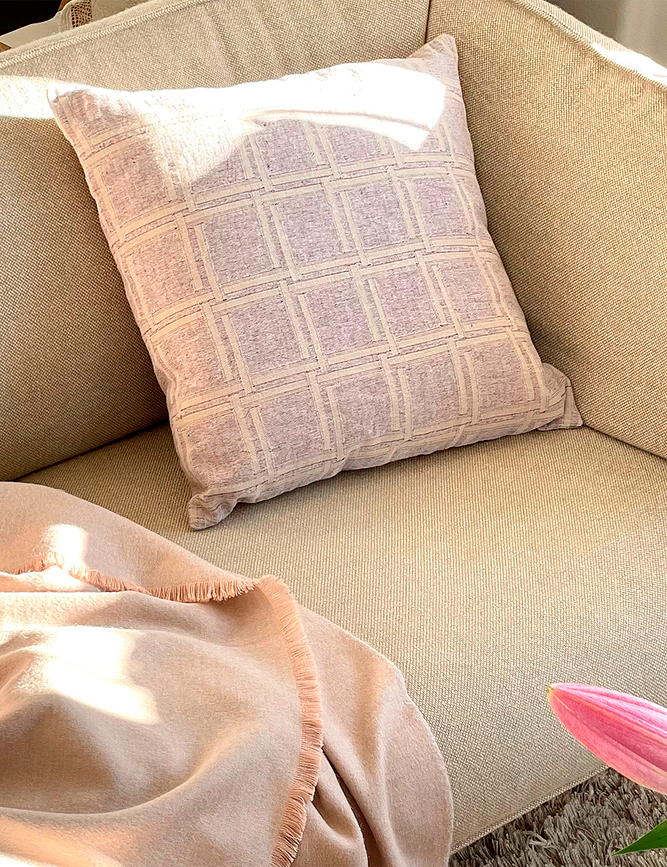 Funda de Cojín decorativa Dahlia, 50 x 50 cm, gris-beige