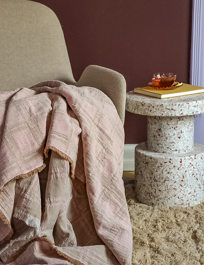 Manta Dahlia, 130 x 180 cm, gris-beige