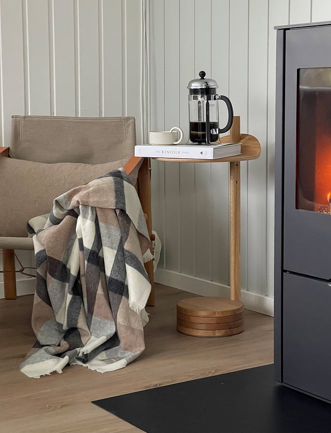 Manta Intersection, 130 x 190 cm, gris y azul