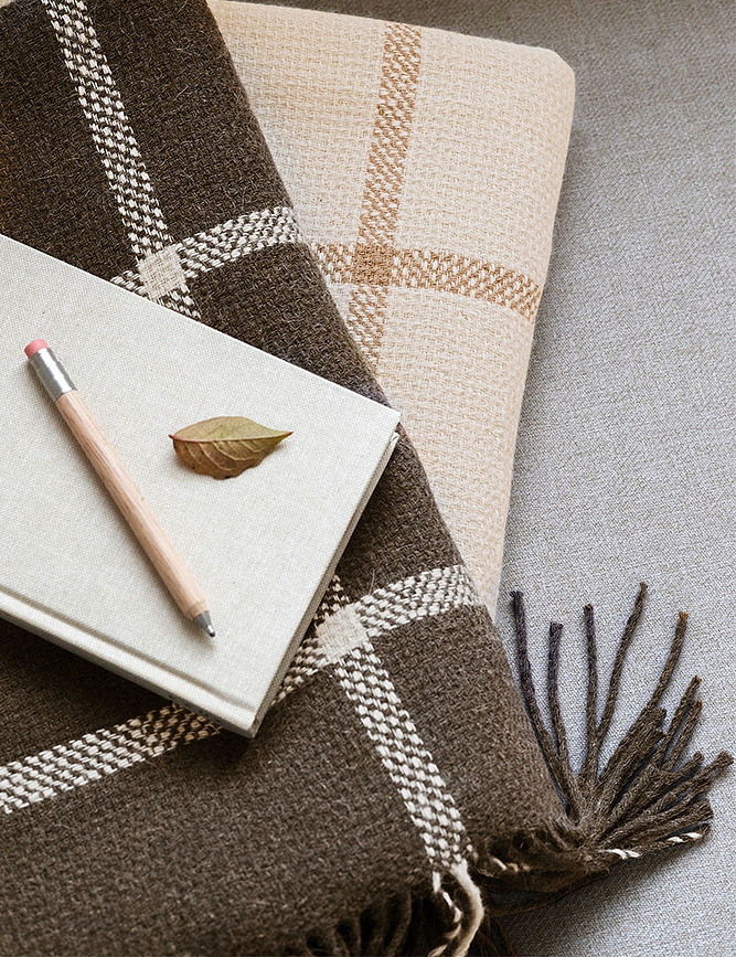 Tartan Odeja, 130 x 190 cm, barva slonovine