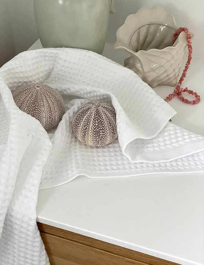 Waffle Serviette 70 x 140 cm, gris clair