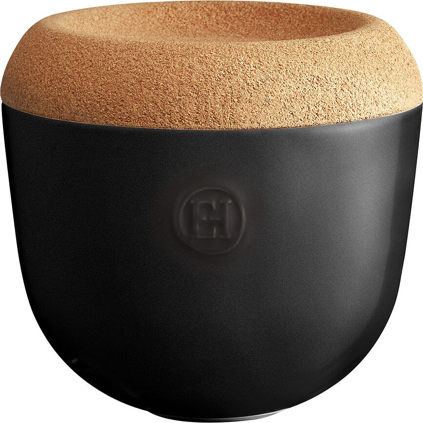 Bote para ajos Emile Henry, color trufa