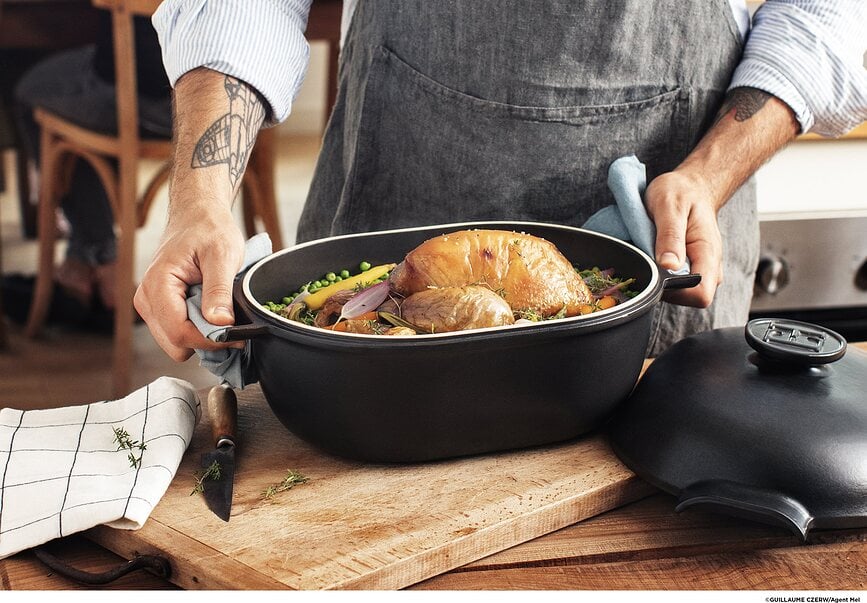 Delight Lonec ovalni, 4,5 l, črn, keramični