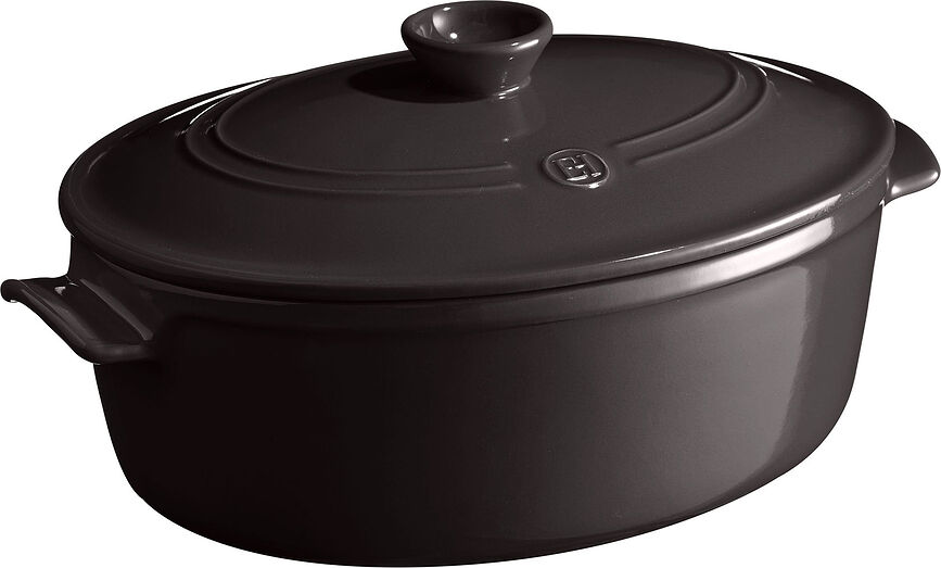 Emile Henry Cocotte ovale, céramique, 6 L, noire