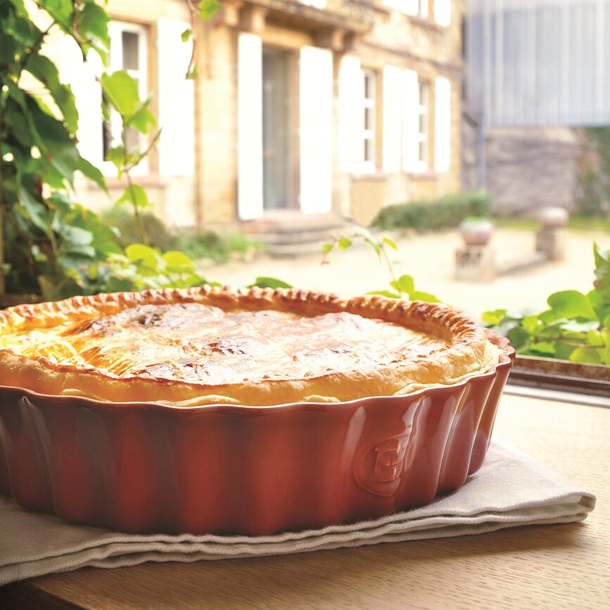 Emile Henry Kalup za tart duboki keramički 28 cm crveni