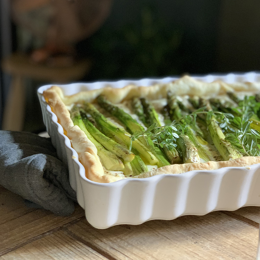 Emile Henry Moule à Tarte profond 24 x 34 cm, en céramique, crème