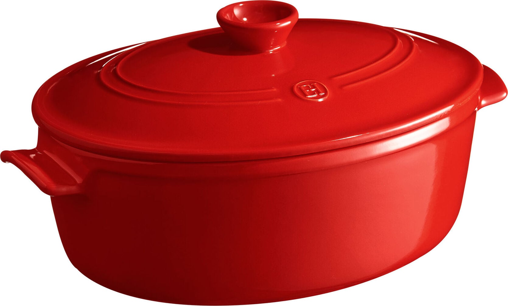Emile Henry ovaler Bräter, 6 L, rot, Keramik