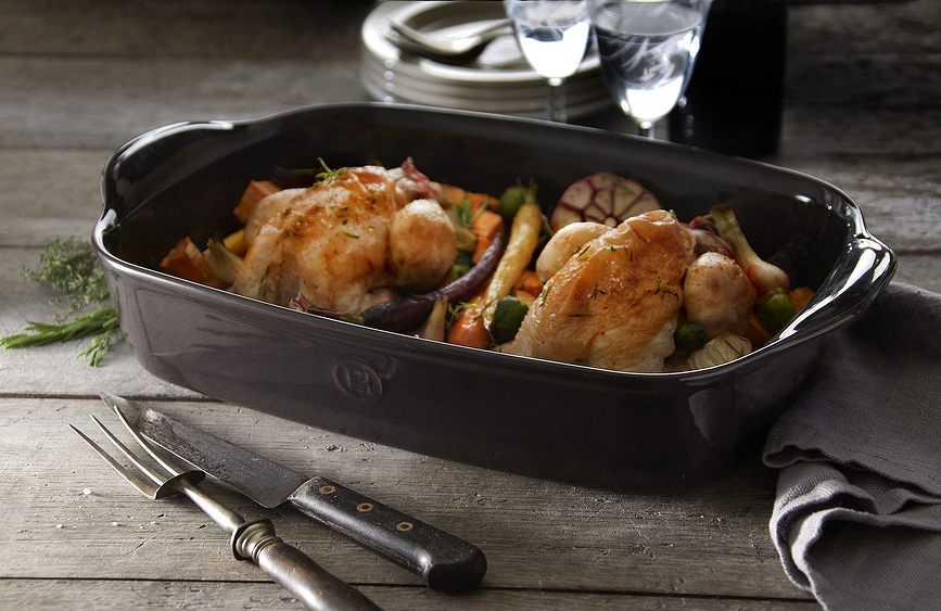 Emile Henry Pekač ognjevaren, 28 x 42,5 cm, rumen