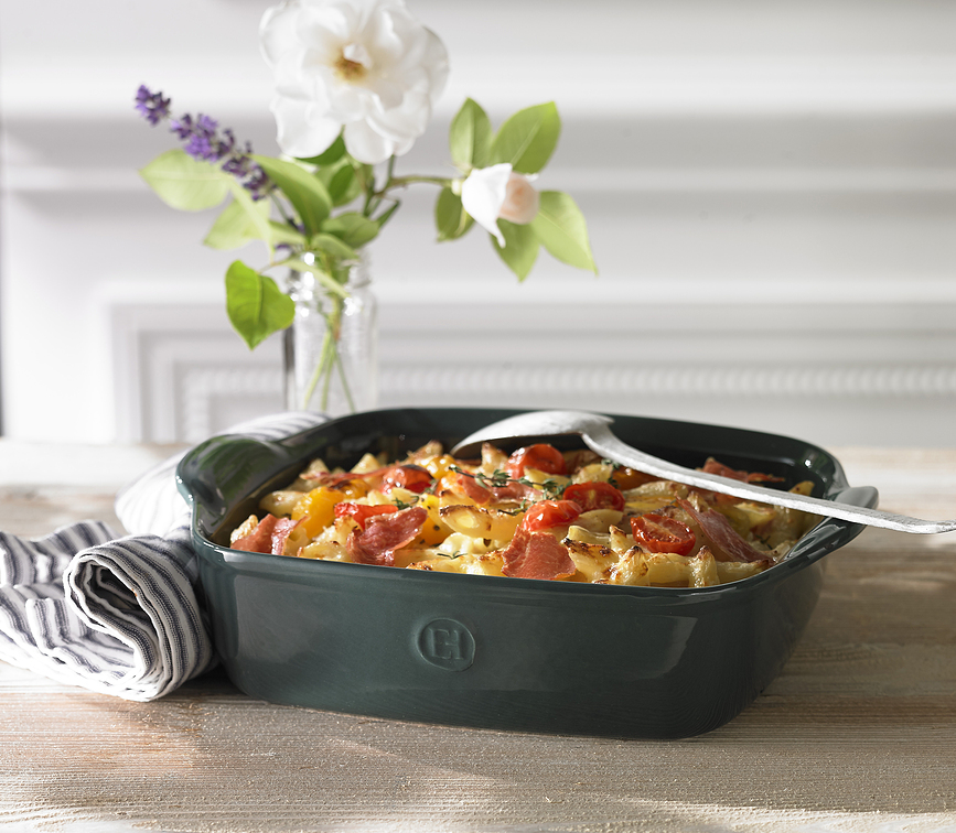 Emile Henry Plat à Four carré, 24 cm, rouge