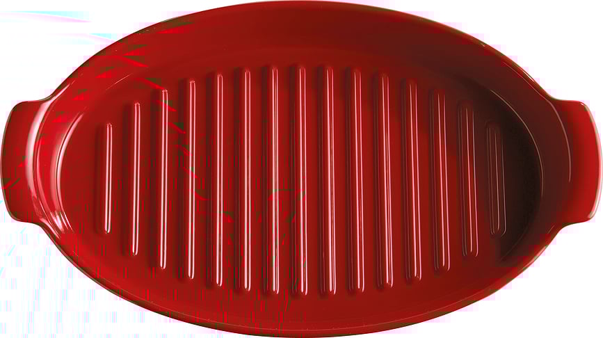 Emile Henry Plat à Poisson à la Vapeur, 25 x 42 cm, rouge