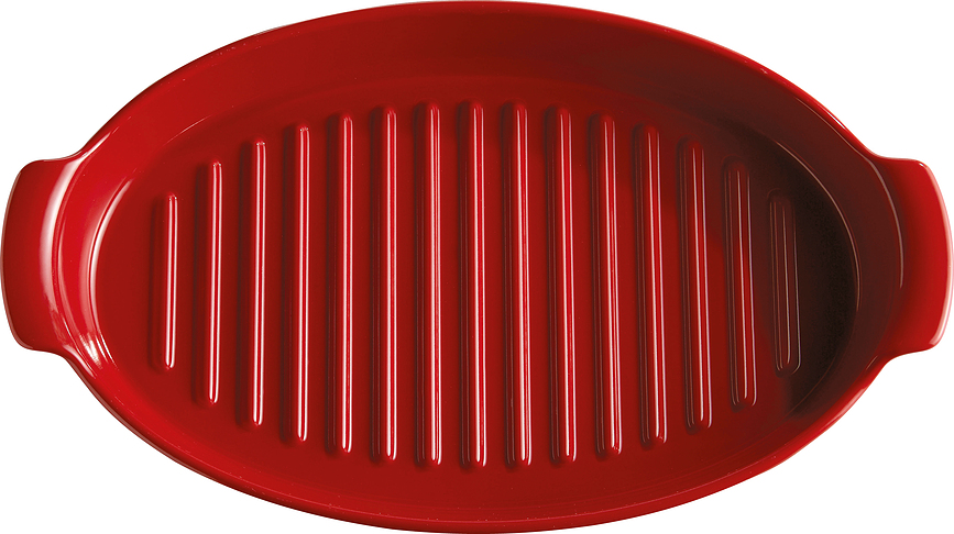 Emile Henry Posoda za kuhanje rib na pari, 25 x 42 cm, rdeča