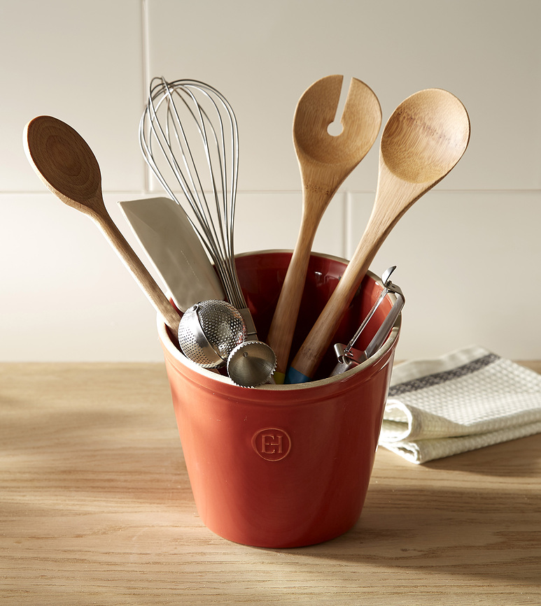 Emile Henry Pot à Ustensiles de Cuisine, rouge