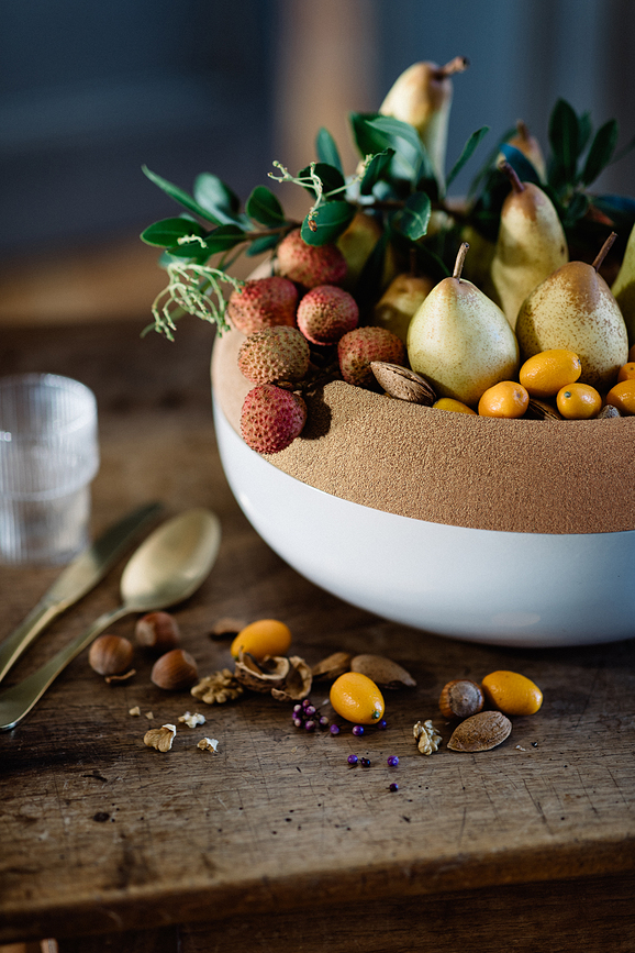 Emile Henry Skleda, 36 cm, kremna, keramična