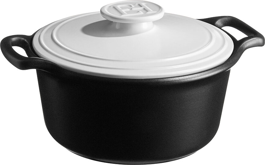 Marmite en céramique Sublime+ 4 l noire avec couvercle blanc