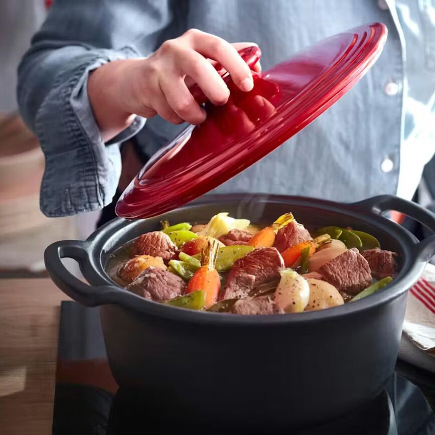Oală ceramică Sublime+ 3 l neagră cu capac roșu